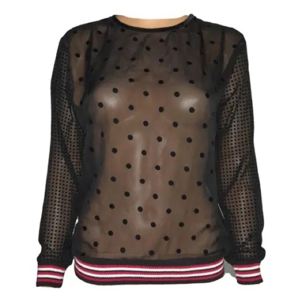 SANDRO black dotted blouse.